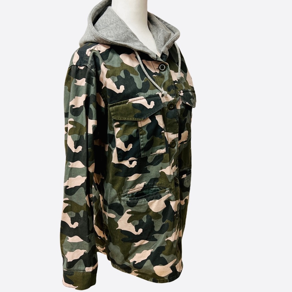 H&M Green & Tan Camouflage Hooded Utility Jacket